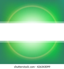 Blurred glowing emerald background. Design element for card, banner, ads or poster. Vector bright backdrop. Abstract vector background with blurred lights and white space for text