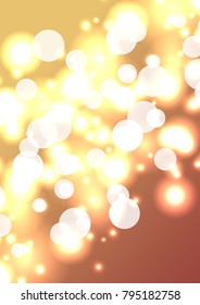 Blurred golden background with glare of light, vector.