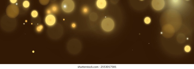 Orbes de luz dorada borrosa con efectos de brillo suave sobre un fondo transparente, adecuado para temas festivos o de ensueño.	