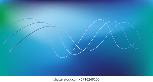 Blurred gradient of blue and turquoise colors line wave modern background