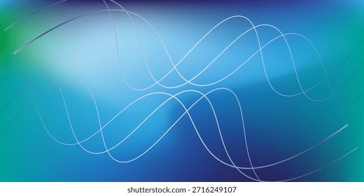 Blurred gradient of blue and turquoise colors line wave modern background art