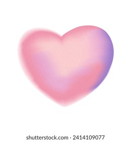 Blurred gradient heart shape with grainy texture vector illustration. Love symbol and romantic sign. Trendy modern design element.