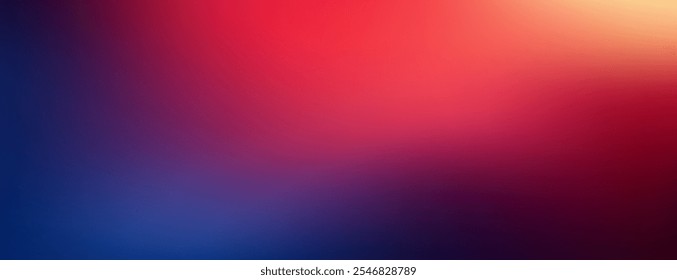 Una Imagen de gradiente borrosa con una transición suave de azul profundo a rojo vibrante, luego un tono suave de color amarillo. 