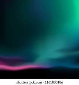 Blurred gradient mesh evening landscape - turquoise, dark green, black, pink