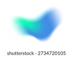 Blurred gradient shape with blue and green color on white background. Abstract watercolor blob with soft gradation and fluid texture. Vector neon splash