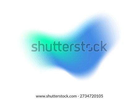 Blurred gradient shape with blue and green color on white background. Abstract watercolor blob with soft gradation and fluid texture. Vector neon splash