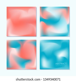Blurred Gradient Vector Background. Modern abstract brochure, leaflet, flyer, cover, catalog, annual report templates set. Vector illustration with trendy coral and turquoise colors.