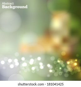 Blurred green abstract background with bokeh effect. Vector EPS 10 illustration.