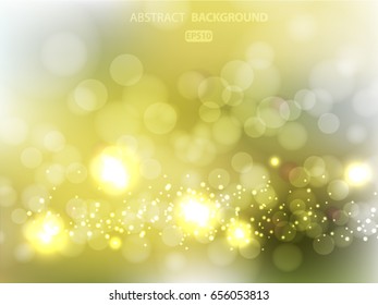 Blurred green abstract background with bokeh effect. Vector EPS 10 illustration. 