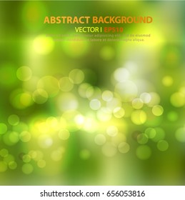 Blurred green abstract background with bokeh effect. Vector EPS 10 illustration. 