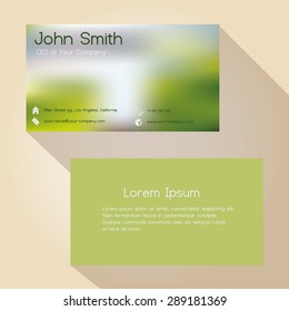 blurred green background simple business card design eps10