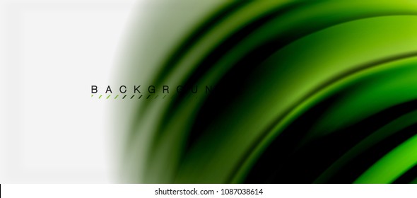 Blurred green fluid colors background, abstract waves lines, mixing colours with light effects on light backdrop. Vector artistic illustration for presentation, app wallpaper, banner or posters
