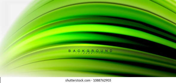 Blurred green fluid colors background, abstract waves lines, mixing colours with light effects on light backdrop. Vector artistic illustration for presentation, app wallpaper, banner or posters