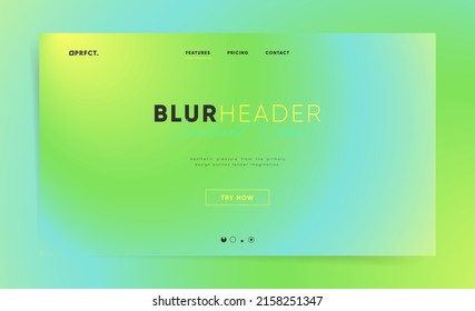 Blurred green neon horizontal website header for web design. Abstract gradient pattern screen banner layout cover. Technology business landing page. Modern vector futuristic illustration.