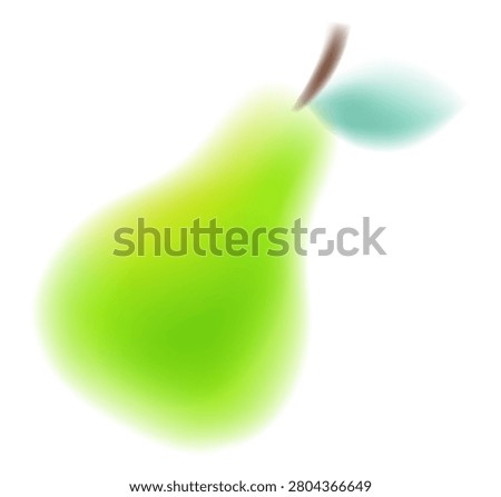 Blurred green pear isolated on white background. Fruit with gradient. Vector illustration.