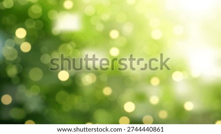 Blurred green and yellow bokeh background, creating a soft, dreamy effect with glowing circles of light. Summer Background,with Blurred bokeh abstract bright light green.Vector Defocus bokeh morning