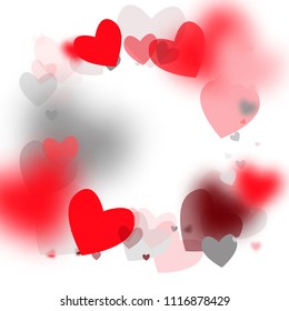  Blurred Hearts Background for your Design. Many Random Falling Hearts. Wedding Background for Greeting Card, Invitation or Banner.

 Vector illustration.