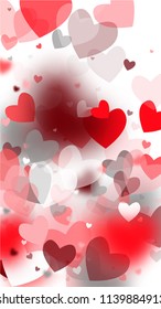  Blurred Hearts Background for your Design. Many Random Falling Hearts. Wedding Background for Greeting Card, Invitation or Banner.

 Vector illustration.