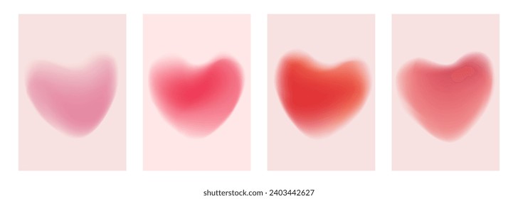 Corazón desdibujado. Un conjunto de antecedentes románticos para invitaciones de boda y saludos felices del día de San Valentín. Ilustración vectorial.