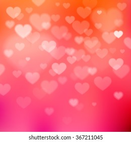 Corazones borrosos fondo de día de San Valentín