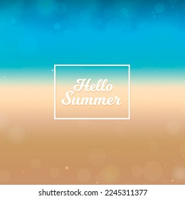 Blurred Hello Summer background, beach sunset