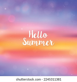 Blurred Hello Summer background, beach sunset