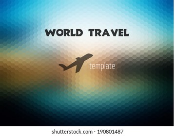 Blurred hexagon background with travel topic