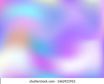 Blurred hologram texture gradient wallpaper. Translucent iridescent mermaid background. Liquid colors splash background. Stylish hologram neon glitch texture vector backdrop.
