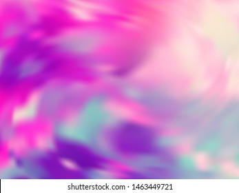 Blurred hologram texture gradient wallpaper. luminous pink turquoise purple background. Liquid colors explosion background. Ombre hologram neon glitch texture vector backdrop.