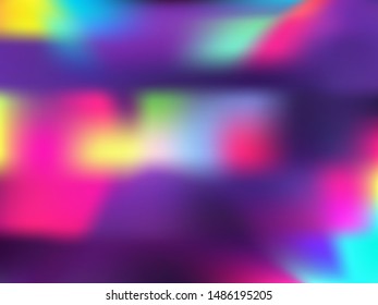 Blurred hologram texture gradient wallpaper. Fashionable neon party graphics background. Polar lights liquid colors background. Opalescence hologram neon glitch texture vector backdrop.
