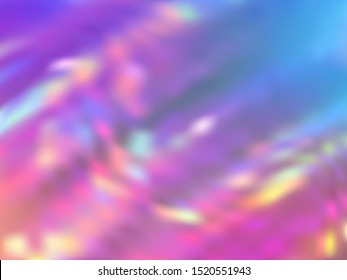 Blurred hologram texture gradient wallpaper. Translucent rainbow spectrum background. Liquid colors neon background. Vibrant hologram neon glitch texture vector backdrop.