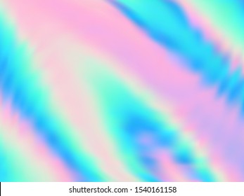 Blurred hologram texture gradient wallpaper. Trendy iridescent mermaid background. Liquid colors splash background. Magic hologram neon glitch texture vector backdrop.