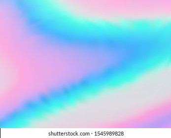 Blurred hologram texture gradient wallpaper. Mesmerizing iridescent mermaid background. Polar lights liquid colors background. Fairy hologram neon glitch texture vector backdrop.