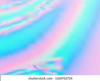 Blurred hologram texture gradient wallpaper. Simple iridescent mermaid background. Liquid colors neon background. Soft hologram neon glitch texture vector backdrop.