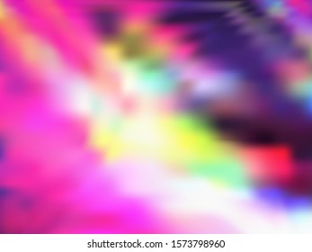 Blurred hologram texture gradient wallpaper. Surreal neon party graphics background. Liquid colors neon background. Translucent hologram neon glitch texture vector backdrop.