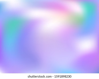 Blurred hologram texture gradient wallpaper. Hipster iridescent mermaid background. Liquid colors splash background. Simple hologram neon glitch texture vector backdrop.