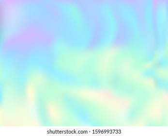 Blurred hologram texture gradient wallpaper. Surreal pastel rainbow unicorn background. Liquid colors explosion background. Mesmerizing hologram neon glitch texture vector backdrop.