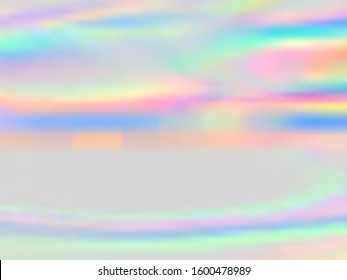 Blurred hologram texture gradient wallpaper. Digital pastel rainbow unicorn background. Liquid colors splash background. luminous hologram neon glitch texture vector backdrop.