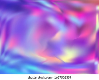 Blurred hologram texture gradient wallpaper. Elegant rainbow spectrum background. Liquid colors splash background. Digital hologram neon glitch texture vector backdrop.