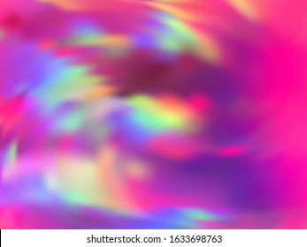 Blurred hologram texture gradient wallpaper. Simple rainbow spectrum background. Polar lights liquid colors background. Modern hologram neon glitch texture vector backdrop.