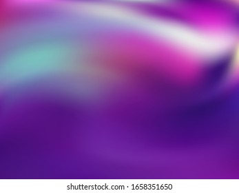 Blurred hologram texture gradient wallpaper. Glamorous neon party graphics background. Liquid colors neon background. Lucent hologram neon glitch texture vector backdrop.