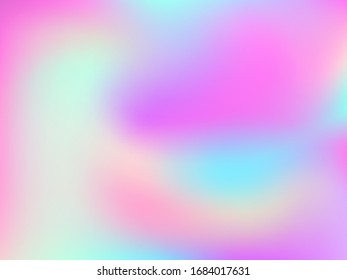 Blurred hologram texture gradient wallpaper. Surreal iridescent mermaid background. Liquid colors neon background. Magic hologram neon glitch texture vector backdrop.