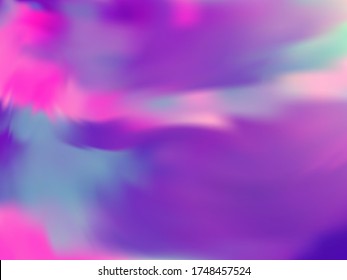 Blurred hologram texture gradient wallpaper. Refulgent pink turquoise purple background. Hologram colors liquid background. Soft hologram neon glitch texture vector backdrop.