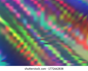 unscharfe Hologramm-Farbverlauf-Tapete. Magischer Regenbogen-Hintergrund. Hologramm färbt flüssigen Hintergrund. Weiche Hologramm Neon glitzert Textur, Vektorhintergrund.