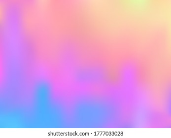 Papel de pared de gradiente de textura holográfica borrosa. Resumen del fondo unicornio de arcoiris pastel. Luces polares fondo líquido de colores. Fondo vectorial de textura de neón de holograma lucida.