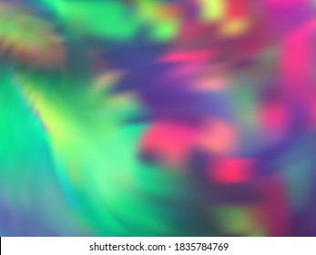unscharfe Hologramm-Farbverlauf-Tapete. Eleganter Regenbogen-Hintergrund. Hologramm färbt flüssigen Hintergrund. Glamouröses Hologramm Neon glitzert Textur, Vektorhintergrund.