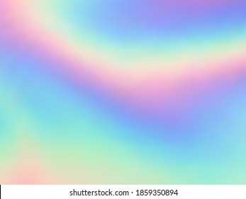 Blurred hologram texture gradient wallpaper. Fashionable iridescent mermaid background. Liquid colors explosion background. Lucid hologram neon glitch texture vector backdrop.