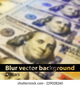 blurred hundred-dollar bills in a square. Vector