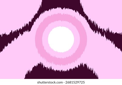Blurred ikat zigzag inspired by jewelry rings with circular shapes in magenta, plum, and pale pink, artistic and romantic, ideal for posters and textile prints.