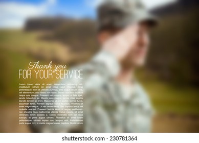 Blurred illustration of saluting soldier, mesh vector background for your designs